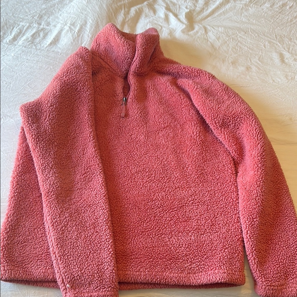 Eddie Bauer Quarter-Zip Sherpa Pullover - Coral Pink